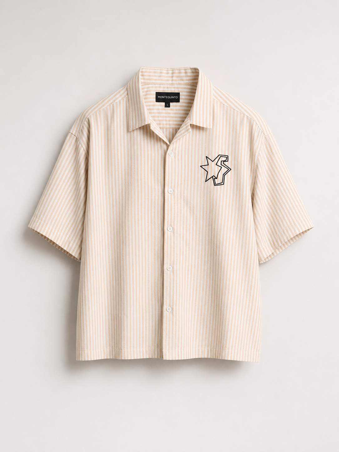 Cream Pinstripe Backprint Boxy Fit Shirt | ONYX MENS | JAMNAGAR