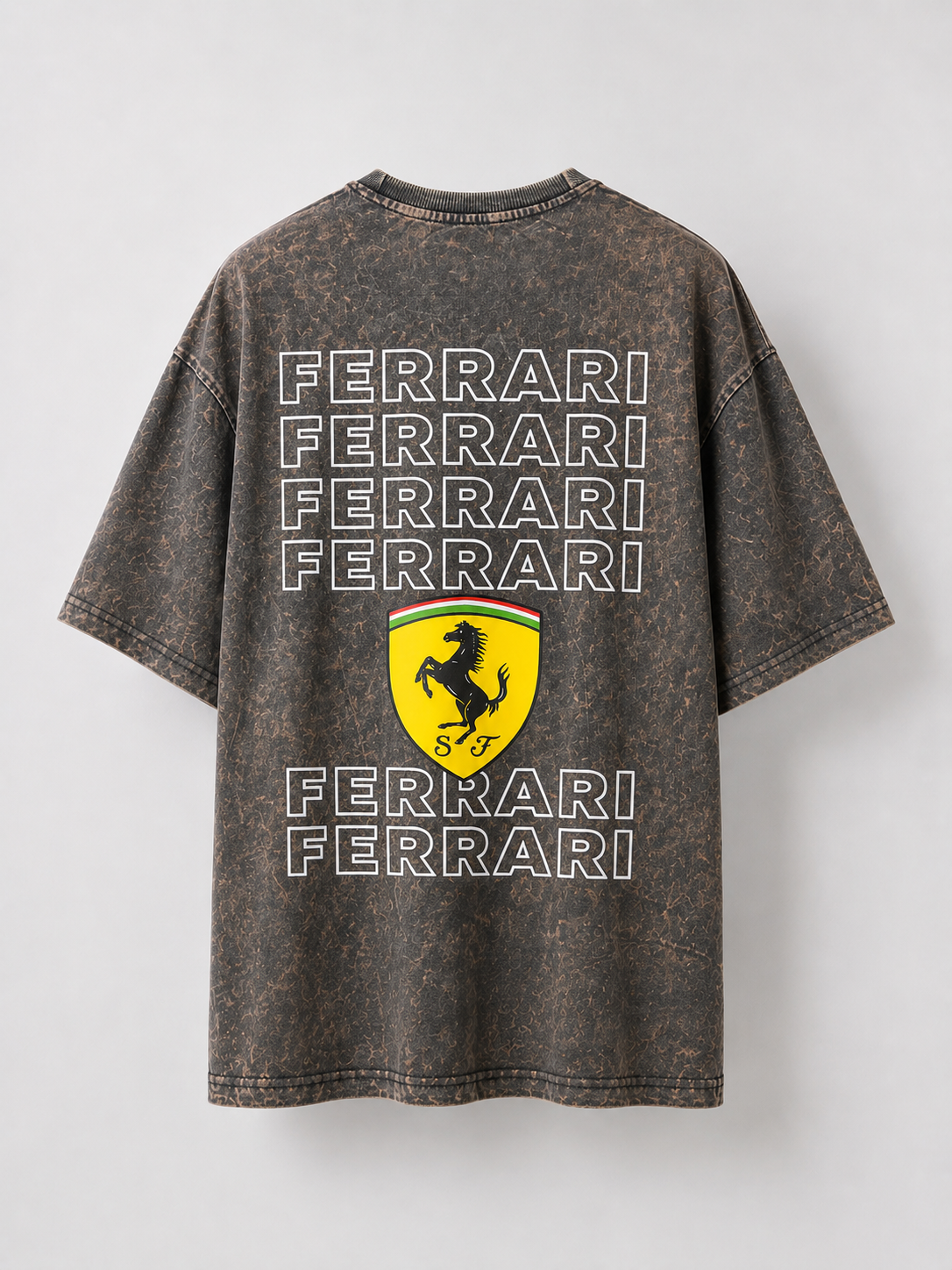 Ferrari Acid Wash Oversized T-Shirt | ONYX MENS | JAMNAGAR
