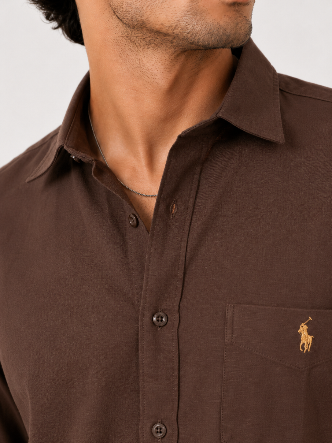 Coffee-Brown Linen Blend Shirt | ONYX MENS | JAMNAGAR