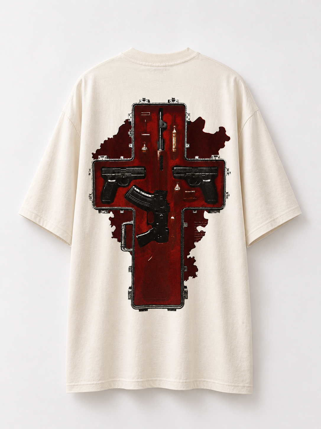 Cream Saint Guns Backprint T-Shirt | ONYX MENS | JAMNAGAR